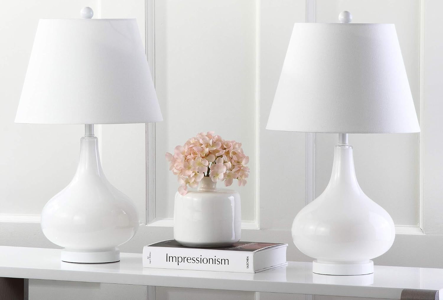 safavieh-lighting-amy-24-white-glass-gourd-table-lamp-set-of-2-with-white-shades-modern-contemporary-bedroom-living-room-lighting-led-bulbs-included-lit4087a-set2