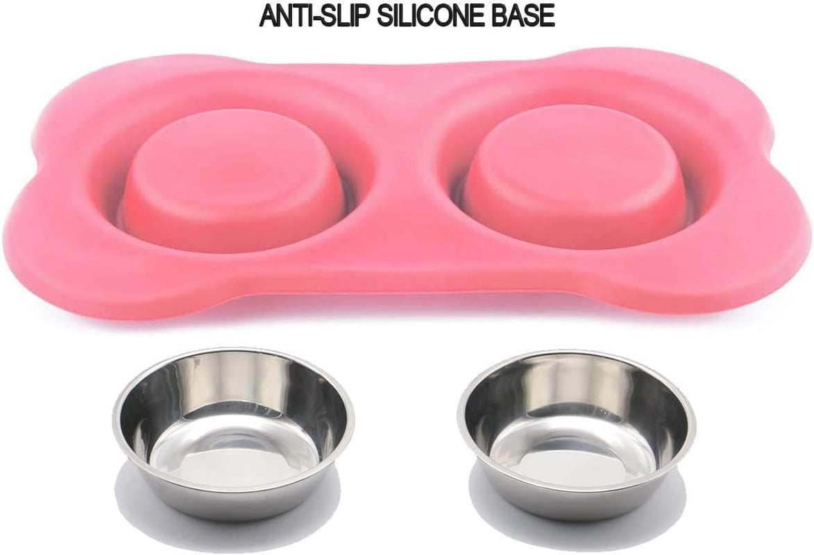 asfrost-dog-food-bowls-stainless-steel-pet-bowls-dog-water-bowls-with-no-spill-and-non-skid-feeder-bowls-with-dog-bowl-mat-for-dogs-cats-and-pets-pink-24-0z-in-total
