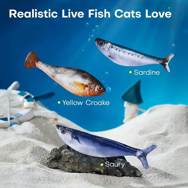 Potaroma Cat Toys Bite-Sized Flopping Fish with Catnip | Realistic Tap-Activated Moving Kitten Kicker, 3 Floppy Mode Wiggle Fish, Interactive Motion Kitty Exercise2
