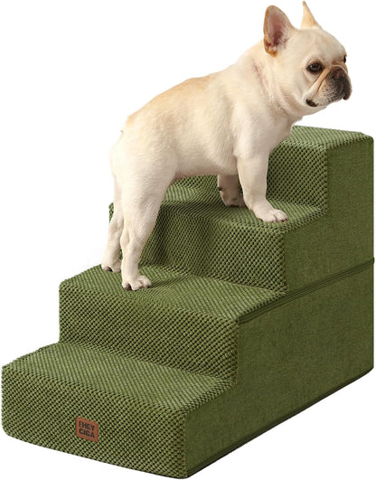 EHEYCIGA Dog Stairs for Bed 18" H, Dog 4-Steps for High Bed, Olive Green | Pet Steps for Small Dogs and Cats, Non-Slip Balanced Pet Ramp Indoor1