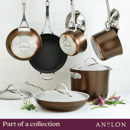 83852 Nouvelle Copper Hard Anodized Nonstick Cookware Set / Pots and Pans Set - 11 Piece, Brown10
