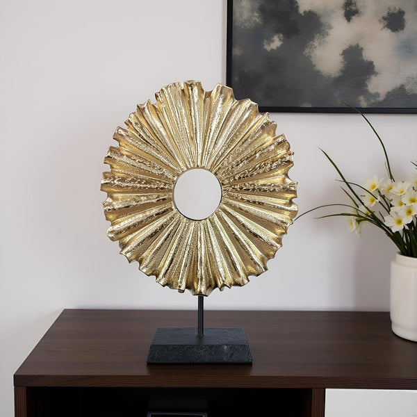Modern Abstract round Decorative Sculpture, Dining Living Room Desk Decor,Geometric Home Decor Statues,Shelf Top Decor Aesthetics, Coffee Tables or Office Shelves（Golden）7