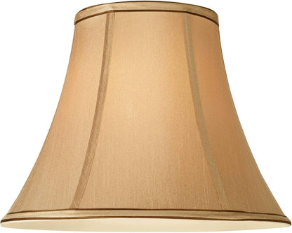 Ginna Large Tan and Brown Bell Lamp Shade 7X14X11 (Spider) | 7" Top X 14" Bottom X 11" High Replacement for Table Lamps Harp + Finial2