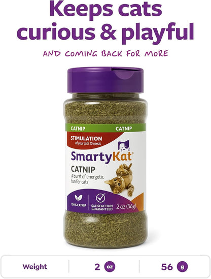 Smartykat Natural Catnip Canister, 100% Natural Cat Nip for Cats, Premium Dried Catnip for Indoor Cats, Positive Training Aid for Play and Exercise, Resealable Shaker Bottle, 2 Ounces4