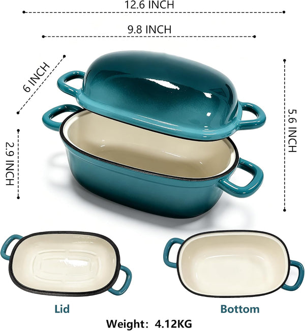 Enameled Cast Iron Dutch Oven for Bread Baking, Loaf Pan with Lid for Sourdough (Peacock Blue, 3 Quarts)5
