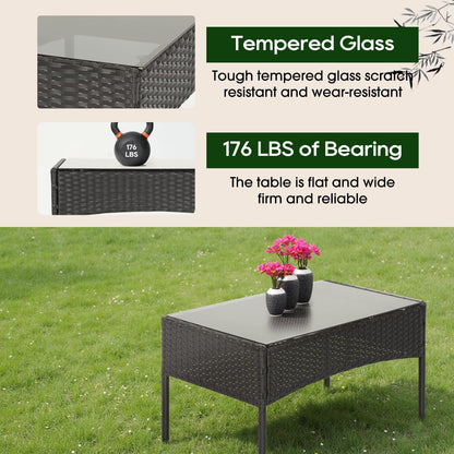 4-Piece Patio Furniture Set | Black | Outdoor Wicker Furniture | with Coffee Table | Modern Rattan Chairs Conversation Set | Outdoor Seating | Weather-Resistant | for Porch, Garden, Lawn6