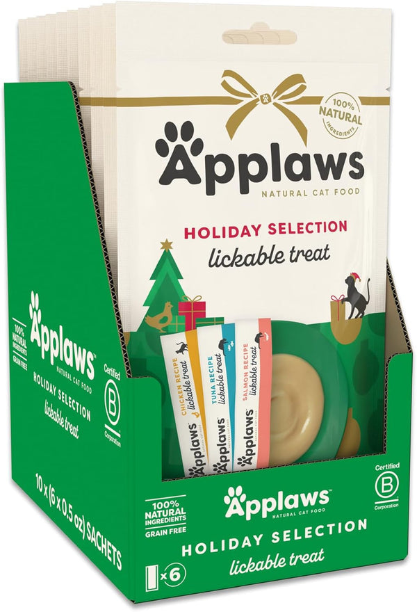 Applaws Fish Puree Lickable Cat Treats 24-Pack 0.5 Oz Sachets | 100% Natural, High Quality Protein, Limited Ingredient, Grain Free, Creamy Squeeze up Treats16