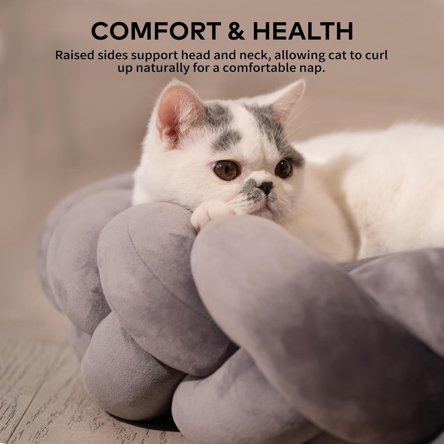 cheerpals-weave-cat-bed-for-indoor-cats-cute-pet-bed-with-washable-cushion-fluffy-kitty-bed-for-small-dogdark-gray