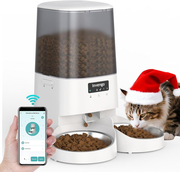 Automatic Cat Feeder with App Control, 5L Food Dispenser for Cats and Small Dogs, 2.4/5G Wi-Fi, Programmable Portions, Anti-Jam & Fresh-Lock, Stainless Steel Bowl, Easy to Clean10