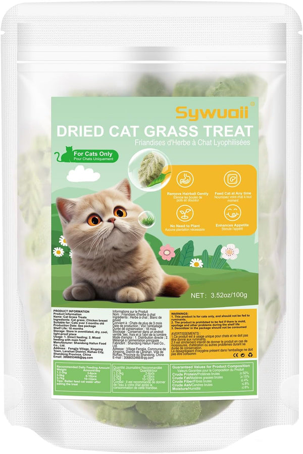 100G/3.52Oz Cat Grass Treats, Cat Grass Teething Stick for Hairball Remove and Teeth Cleaning, Edible Cats-Grass Stick Snack10