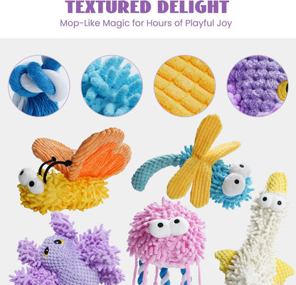 Nocciola 5 Packs Squeaky Dog Toy Plushies, Cute Soft Squeak Crinkle Plush Stuffed Durable Pet Animal Chew Puppy Toys for Small Meidum Large Breed3