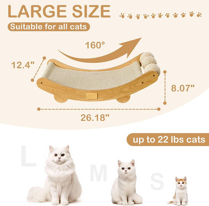 DWCN 3-In-1 Large Cat Scratcher Bed Hammock Lounge Scratching Post Scratch Pad with 3 Natural Sisal Balls - Furniture Protector Gift for Indoor Cats2