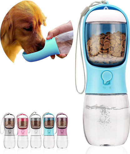 Dog Water Bottle with Food Container, Portable Leak Proof Pet Water Dispenser for Walking Hiking Travel, Puppy Essentials Accessories for Small Large Dogs, Dog Gifts (10Oz/15Oz/19Oz)11