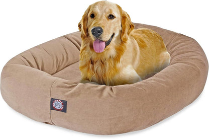 Majestic Pet 32 Inch Suede Calming Dog Bed Washable – Cozy Soft round Dog Bed with Spine Support for Dogs to Rest Their Head - Fluffy Donut Dog Bed 32X23X7 (Inch) - round Pet Bed Medium – Sage55