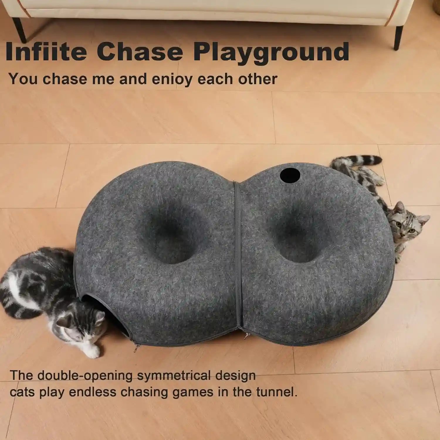 8-shaped-large-cat-tunnel-bed-for-indoor-cats-infinite-circulation-peekaboo-cat-cave-with-12-toy-balls-cat-donut-tunnel-for-cats-up-to-30-pounds-dark-grey-l-38x24x11in