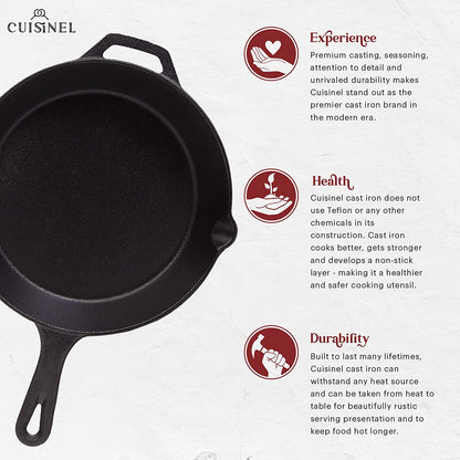 Cast Iron Skillets Set - 3-Piece: 6" + 8" + 10"-Inch Chef Frying Pans - Pre-Seasoned Cookware + 3 Silicone Handle Cover Grips - Use Indoor/Outdoor, Grill, Stove, BBQ, Fire, Oven2