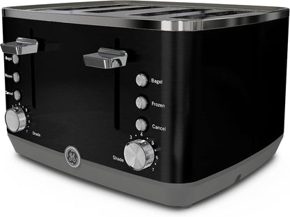 GE 4 Slice Toaster | Extra Wide Slots for Bagels, Breads, Waffles & More | 7 Shade Options | Countertop Kitchen Essentials | 1500 Watt, Black8