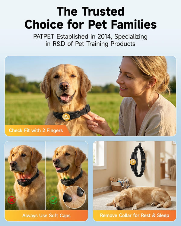 PATPET Dog Shock Collar - Rechargeable Dog Training Collar with Remote for Medium Large Dogs, 3 Training Modes (Beep/Vibration/Shock) IPX7 Waterproof 1000Ft Electric Dog Collar (Black)6