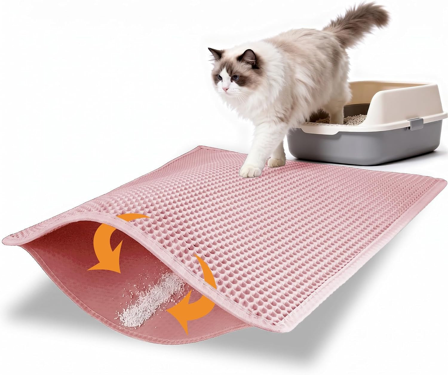 pieviev-cat-litter-mat-double-layer-waterproof-urine-proof-trapping-mat-1-pack-gray-24x15-inch-pack-of-1-honeycomb-design-catches-scattered-particles-to-stop-tracking-urineproof-base-protects-floors-easy-to-clean