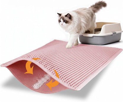 Pieviev Cat Litter Mat Double Layer Waterproof Urine Proof Trapping Mat 1 Pack (Gray, 24X15 Inch (Pack of 1)) | Honeycomb Design Catches Scattered Particles to Stop Tracking, Urineproof Base Protects Floors, Easy to Clean9