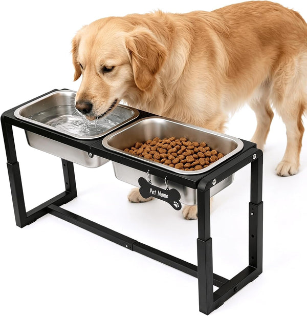 Elevated Dog Bowls, Metal Raised Dog Bowl Stand with 2 Thick 58Oz Stainless Steel Food Bowls & Non-Slip Mat - 11.8" Tall for Medium/Large Breeds11