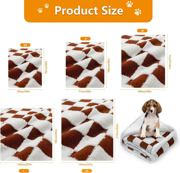 Waterproof Pet Blanket, Brown Checked Pets Throw Blankets for Dog Bed Covers Couch Sofa Stylish Jacquard for Puppy Cats Washable Reversible Furniture Protection Covers (Coffee Check,M)2
