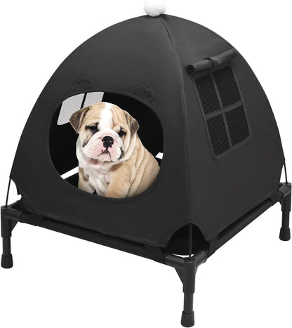Pozico Elevated Pet Bed with Breathable Mesh for Small Cat and Dog, Raised Cooling Pet Cot for Puppy and Kitty, 18.9X18.9 Inch (Black Bed)12