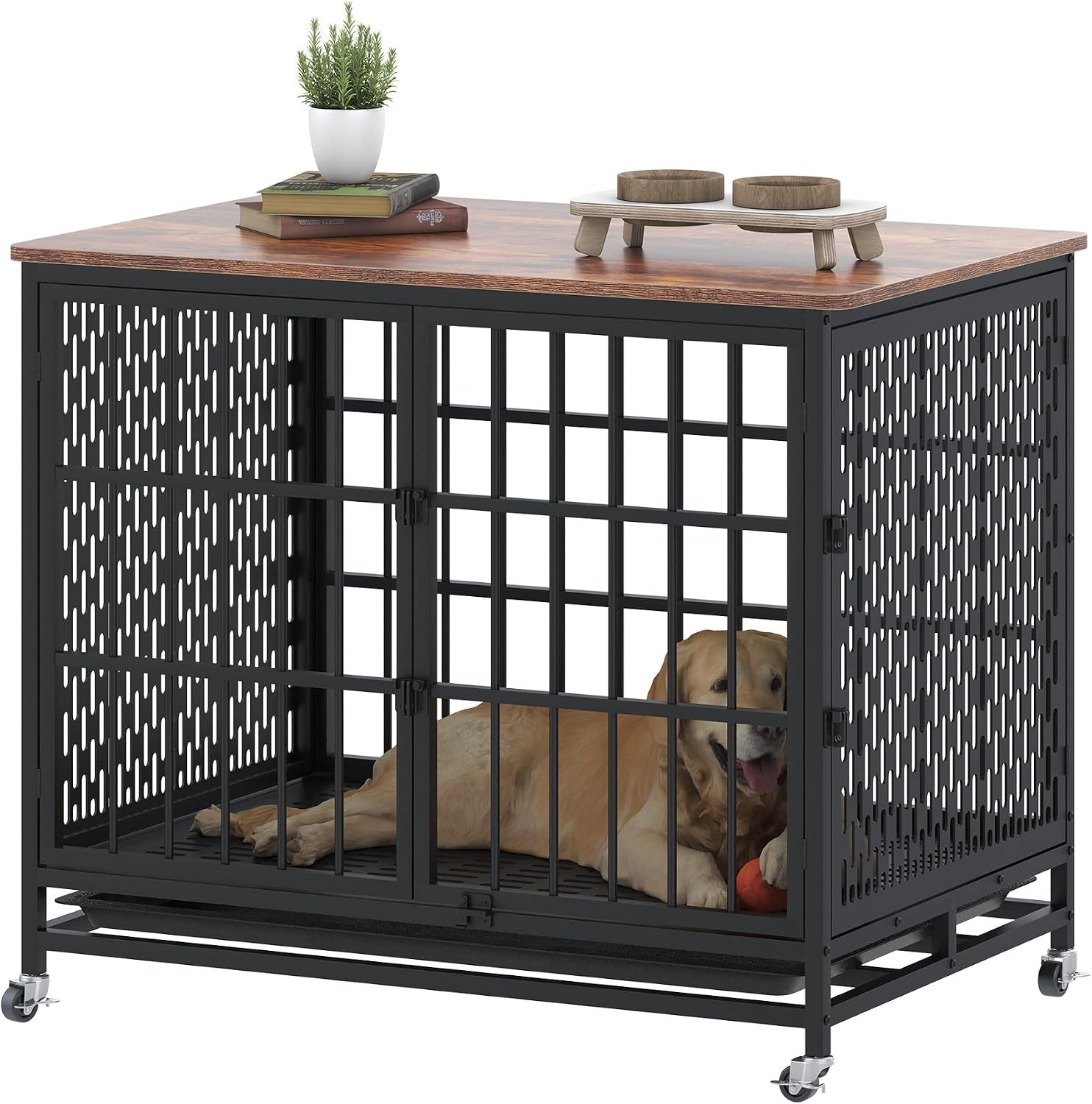 boinn-63-heavy-duty-dog-crate-furniture-with-4-doors-removable-divider-openable-top-indoor-dog-kennel-with-raised-edge-tabletop-double-dog-cage-for-medium-large-dogs-decorative-pet-crate