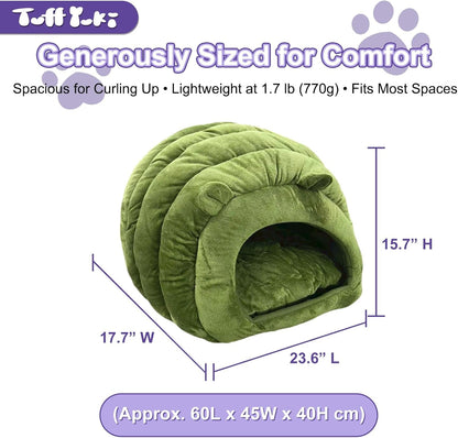 Cat Cave Bed, Orthopedic Memory Foam anti Anxiety Cat Bed for Indoor Cats, Cozy Plush Caterpillar Tunnel Cat Bed, Non Slip Pet Bed Fits Cats up to 15 Lbs, Green7