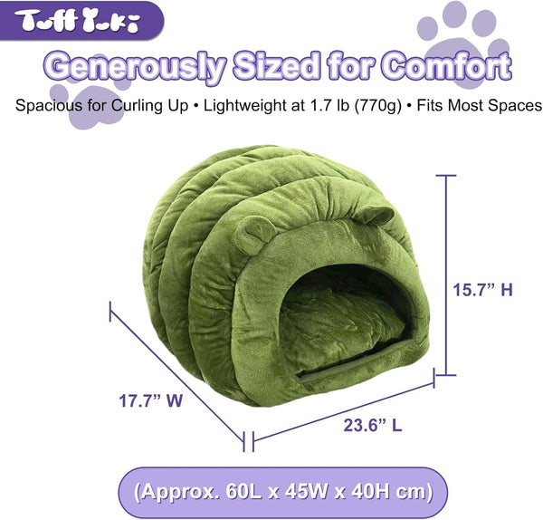 Cat Cave Bed, Orthopedic Memory Foam anti Anxiety Cat Bed for Indoor Cats, Cozy Plush Caterpillar Tunnel Cat Bed, Non Slip Pet Bed Fits Cats up to 15 Lbs, Green7