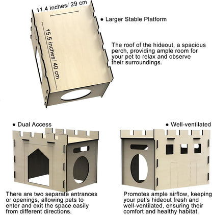 HIIMALEX Large Sturdy Bunny House with Spacious Balcony Hidey Detachable Playhouse for Rabbit Hideout Castle Tower Toys for Indoor Bunnies Guinea Pig Hamster Chinchilla Gerbil4