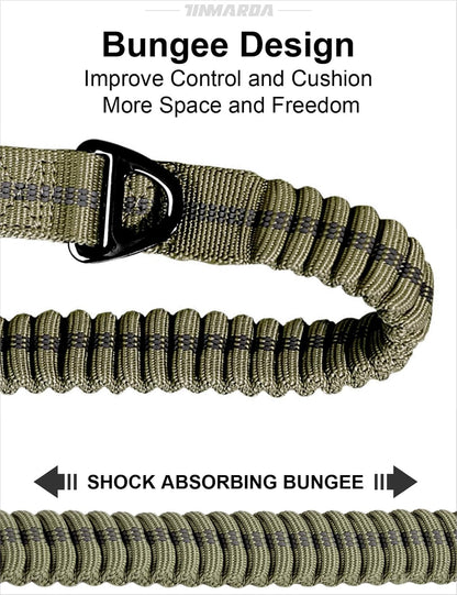 TINMARDA Heavy Duty Dog Leash with 2 Padded Handles & Advanced Easy Metal Clip, 4-6FT Shock Absorbing No Pull Dog Leashes for Medium Large Dogs That Pull (Army Green)3