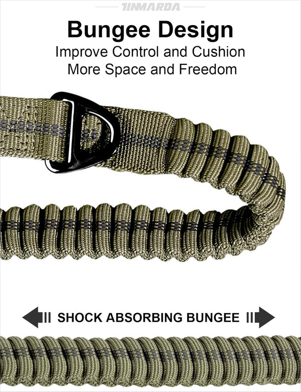 TINMARDA Heavy Duty Dog Leash with 2 Padded Handles & Advanced Easy Metal Clip, 4-6FT Shock Absorbing No Pull Dog Leashes for Medium Large Dogs That Pull (Army Green)3