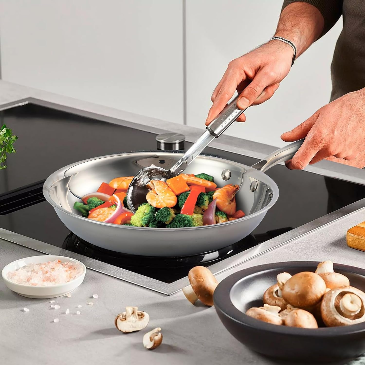 tri-ply-stainless-steel-frying-pan-10-inch-non-toxic-pfas-pfoa-ptfe-free-compatible-with-all-cooktops-induction-safe-oven-safe-pan-for-searing-sauteing
