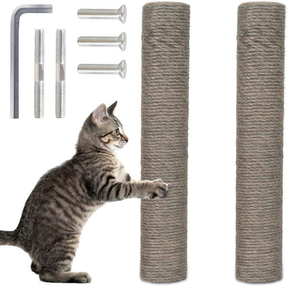 Powerking Natural Sisal Replacement Scratching Post, 15.7'' 2 Pieces M8 Cat Scratch Post Refill Pole Parts for Refurbishment, Include Screws (White)17