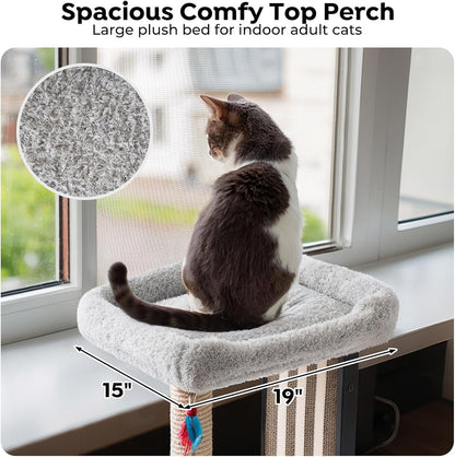 Veehoo 35" Tall Cat Scratching Post for Indoor Cats, Sturdy Cat Scratch Pad | Scratch Post with Plush Top Bed & Replaceable Metal Frame Scratching Board, Easy Assembly5