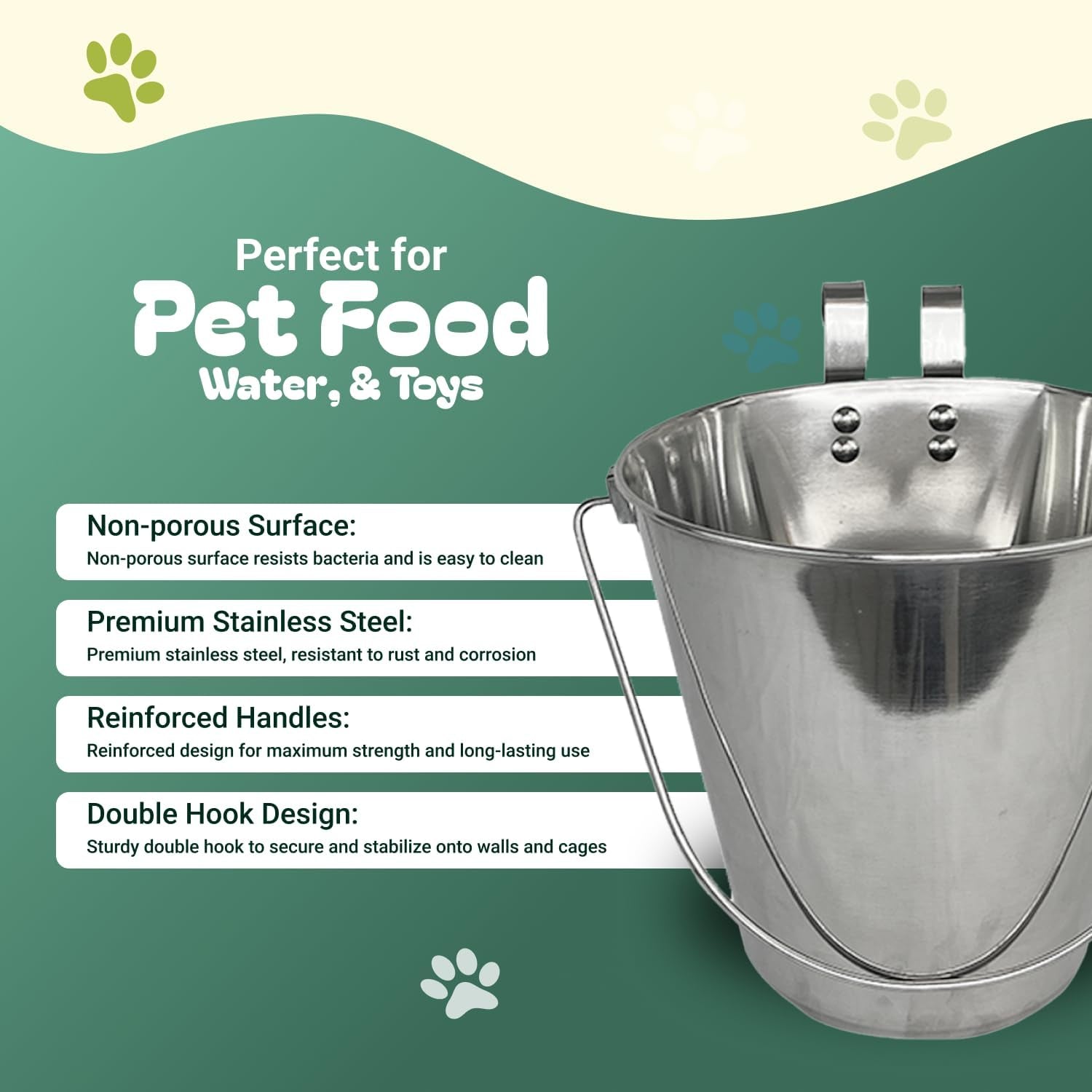 advance-pet-products-4-quart-stainless-steel-bucket-with-dual-hook-perfectly-fits-on-kennels-cages-and-critter-crates-heavy-duty-bucket-for-pets-cleaning-food-prep-flat-sided-pail