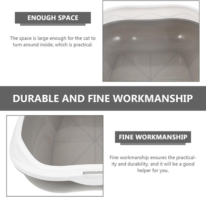 Wakauto Kitten Litter Pan Anti-Splash Durable Cat Litter Basin Semi-Enclosed Grey Pet Toilet for Indoor Kitten Training and Housebreaking7