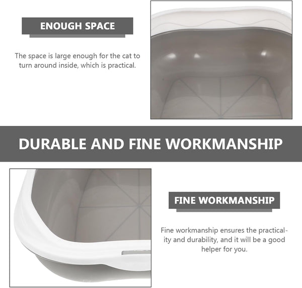 Wakauto Kitten Litter Pan Anti-Splash Durable Cat Litter Basin Semi-Enclosed Grey Pet Toilet for Indoor Kitten Training and Housebreaking7