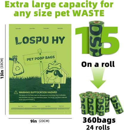 Dog Poop Bags Rolls, Extra Thick Leak Proof Pet Waste Bag, 360 Count Tear Resistant Poop Bags for Dogs for Outdoor Doggie Walking and Cat Litters Cleaning5