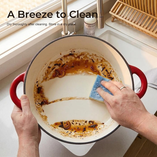 5.5QT Enameled Cast Iron Dutch Oven for Sourdough Bread Baking, Easy Cleaning, Versatile for Stewing, Roasting, Braised Chicken, Soup & More3