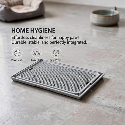 Odor Control Cat Litter Mat, Double Layer Trapper Pad, 16.5 X 11.2 X 0.8 In, Light Grey, Anti-Slip Plastic,5