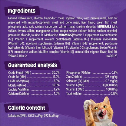 Purina Friskies Cat Food Surfin and Turfin Favorites Flavors of Chicken, Whitefish, Salmon and Filet Mignon - (Pack of 4) 3.15 Lb. Bags6