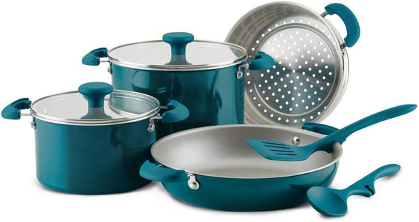 8-Piece Aluminum Cookware Set, Teal Shimmer2