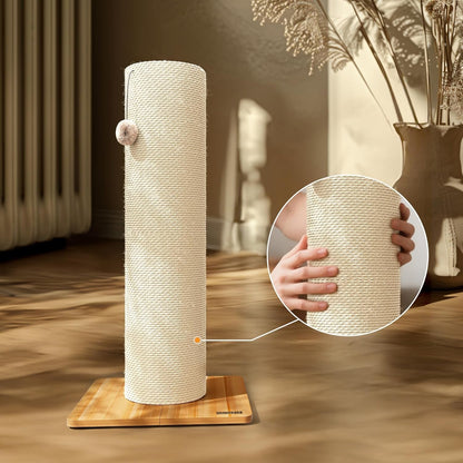 KAMABOKO 29.5" Cat Scratching Post, 7.5" Ultra-Large Diameter Natural Sisal Cat Scratch Post, Scratch-Resistant Tall Cat Scratcher for Indoor Cats, Protect Your Furniture, Beige, Pack of 12