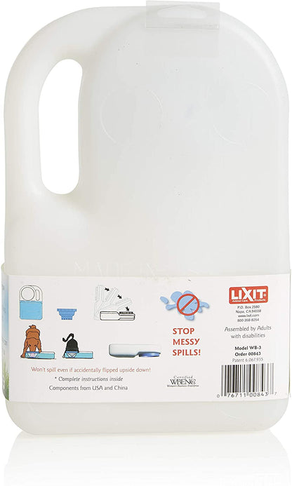 Lixit® Water Boy Portable Travel Dog Bowl - 3 Quart Spill Free Self Filling Pet Water Bowl - Made in USA (White, 1 Pack)2
