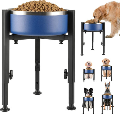 PROERR Single Dog Bowl Stand,Tall Dog Food Stand Adjustable Wide 7-11" Heights 14.5",Metal Elevated PET Bowl Holder Raised Water Feeder for Medium,Large Dog(Bowl Not Included)1