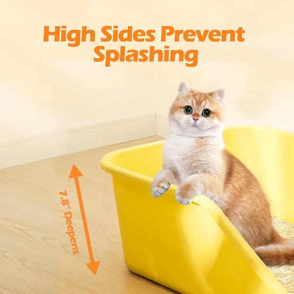 Spacetime Large Cat Litter Box with High Sides,Cat Boxes for Indoor Cats,Cat Litter Pan for Kitty,Litter Box with Low Entry,Easy to Clean,Anti-Splashing(Grey)5