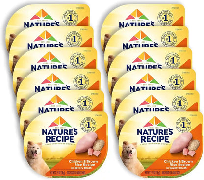 Nature’S Recipe Chicken, Salmon and Turkey Recipes Variety Pack Wet Dog Food, 12-2.75 Oz. Cups, 2 Count10