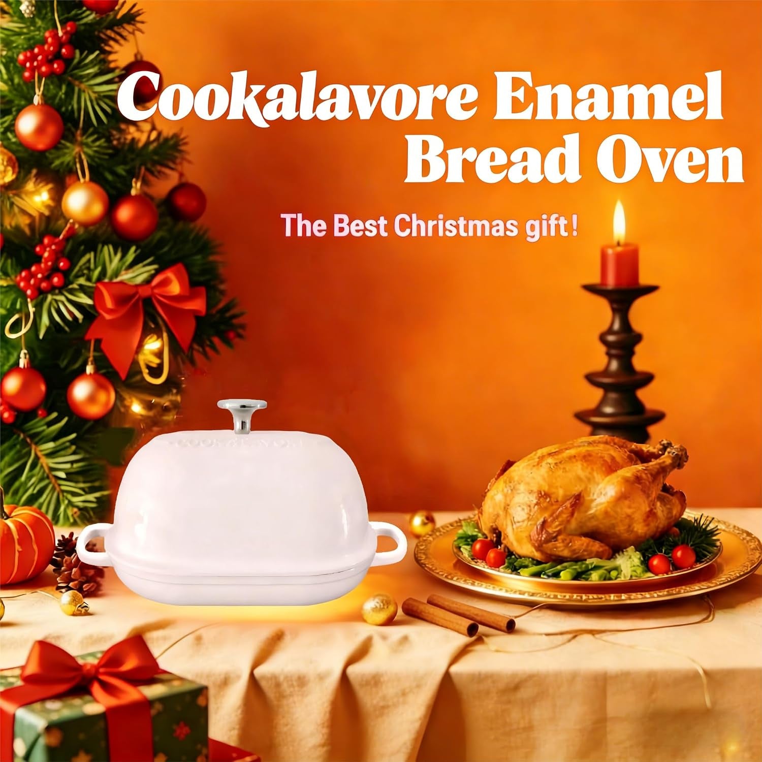 cast-iron-bread-oven-6-qt-bread-oven-thick-enameled-loaf-pan-with-lid-bread-pans-for-homemade-bread-14-5dutch-oven-for-bread-baking-dutch-oven-with-silicone-baking-mat-recipe-gifts-for-family-white